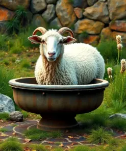 Ewe At Antique Trough Paint By Numbers