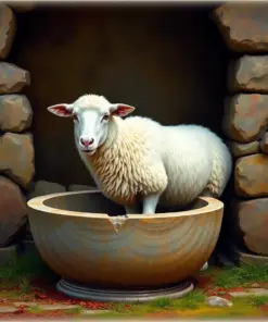 Ewe At Antique Trough paint by numbers