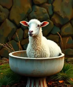 Ewe At Antique Trough Paint By Numbers