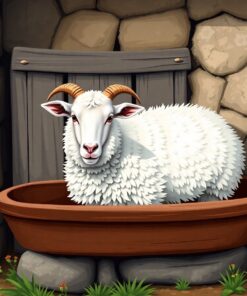 Ewe At Antique Trough Paint By Numbers