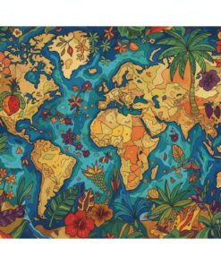 Exotic Flora Map Overlay Paint By Numbers