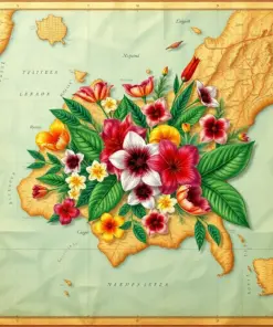 Exotic Flora Map Overlay Paint By Numbers