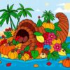 Thanksgiving Cornucopia Paint Numbers