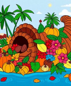 Thanksgiving Cornucopia Paint Numbers