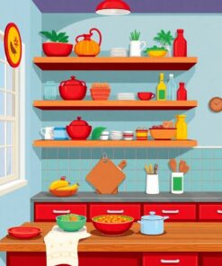 Kitchen Shelves Paint Numbers