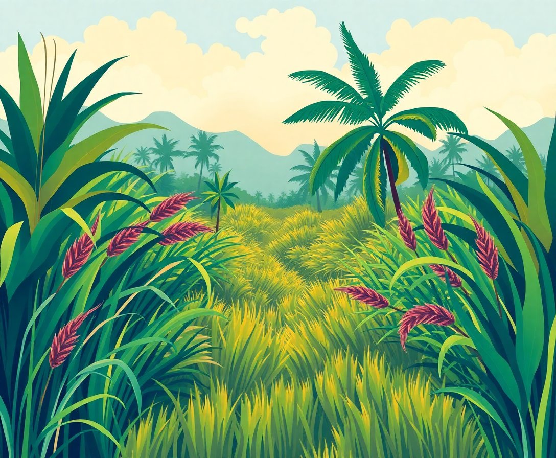 Expedition Through Tropical Grass Paint By Numbers Kit completed