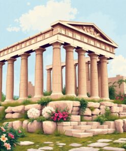 Faded Athens Floral Ruins Paint By Numbers