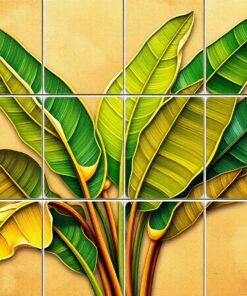 Faded Banana Leaf Tiles Paint By Numbers