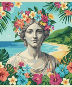 Faded Portrait Island Flowers Paint By Numbers