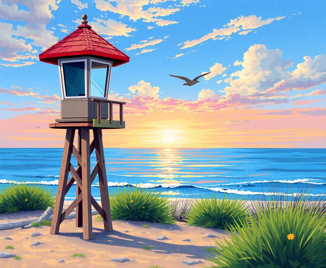 faded-shoreline-watchpost-paint-by-numbers-kit-beach-art