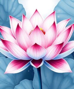 Faded Silver Tropical Lotus Paint By Numbers