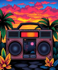 Boombox Sunset Paint Numbers