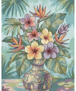 Faded Tropical Botanical Vase Paint By Numbers