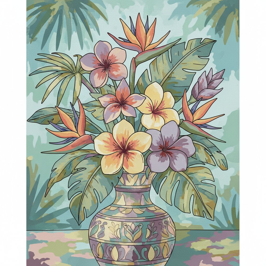 faded-tropical-botanical-vase-paint-by-numbers-kit