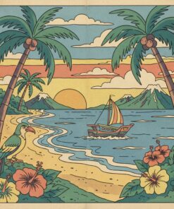 Faded Tropical Comic Art Paint By Numbers