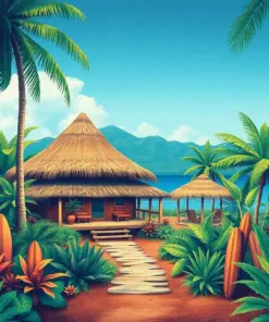 Faded Tropical Longboard Retreat Paint By Numbers