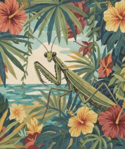 Faded Tropical Mantis Flora Paint By Numbers