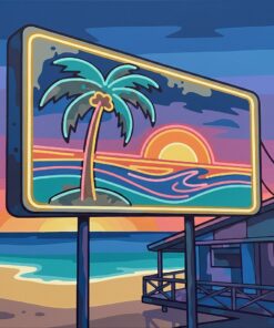 Faded Tropical Neon Sign Paint By Numbers
