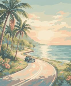 Faded Tropical Ocean Drive Paint By Numbers