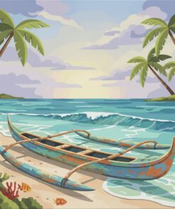 Faded Tropical Outrigger Paint By Numbers