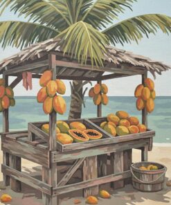 Faded Tropical Papaya Stand Paint By Numbers