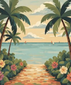 Faded Tropical Sea Pathway Paint By Numbers