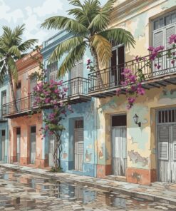 Faded Tropical Street Facade Paint By Numbers