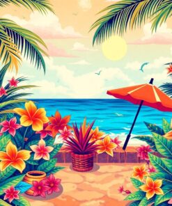 Faded Tropical Summer Mix Paint By Numbers