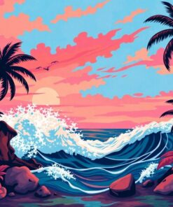 Faded Tropical Surf Mural Paint By Numbers