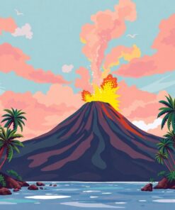 Faded Tropical Volcano Paint By Numbers