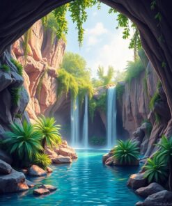 Waterfall Oasis Paint Numbers