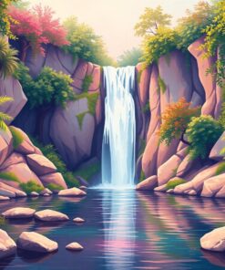 Faded Waterfall Oasis Paint By Numbers