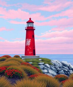 Red Lighthouse Paint Numbers