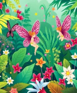 Fairies Amidst Tropical Ferns Paint By Numbers