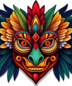 Feathered Vintage Ritual Mask Paint By Numbers