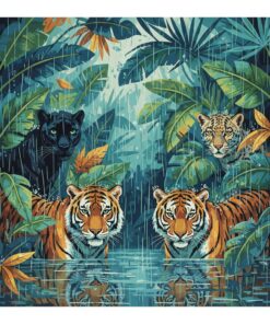 Feline Monsoon Leaf Canopy Paint By Numbers