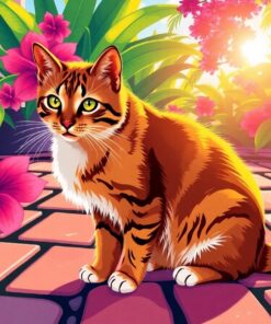 Feline On Tropical Pavers Paint By Numbers