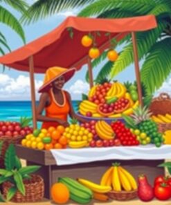 Festive Island Fruit Vendor Paint By Numbers