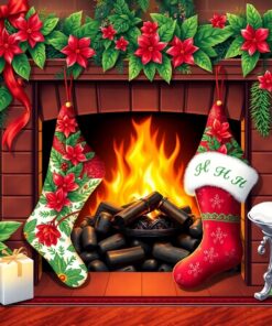 Fireplace Stockings Paint Numbers