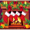Festive Tropical Fireplace Stockings Paint By Numbers