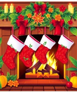 Festive Tropical Fireplace Stockings Paint By Numbers