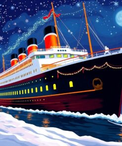 Festive Vintage Ocean Liner Paint By Numbers