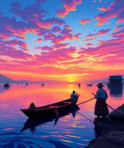 Feudal Fishermen At Dawn Paint By Numbers