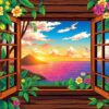 Fiji Horizon Cabin Window Paint By Numbers