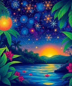 Firefly Stars Tropical Night Paint By Numbers