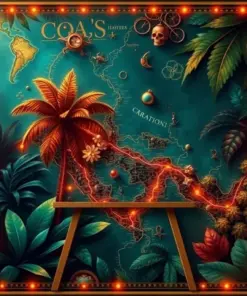 Firelit Tropical Cartography Paint By Numbers