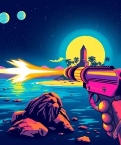 Firing Retro Island Raygun Paint By Numbers