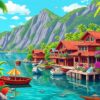 Fjord Village Tropical Escape Paint By Numbers