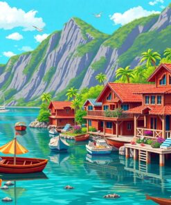 Fjord Village Tropical Escape Paint By Numbers