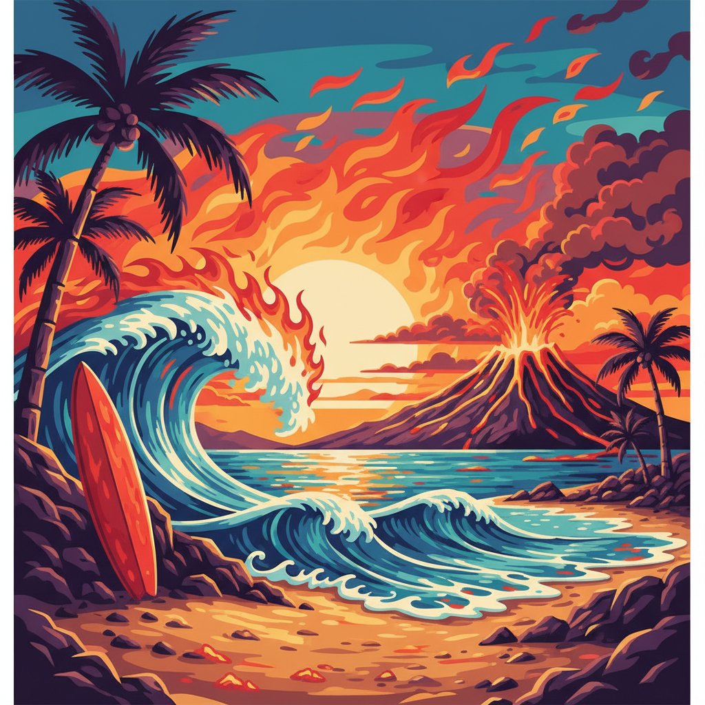 flames-of-vintage-hawaii-paint-by-numbers-beach-art